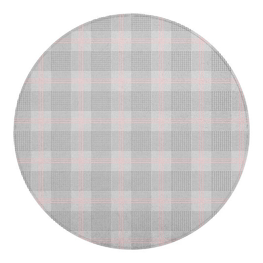 Grey Prince of Wales Check Print Round Blanket