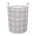Grey Prince of Wales Check Print Round Laundry Basket