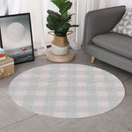 Grey Prince of Wales Check Print Round Rug