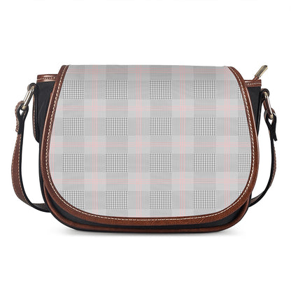 Grey Prince of Wales Check Print Saddle Bag