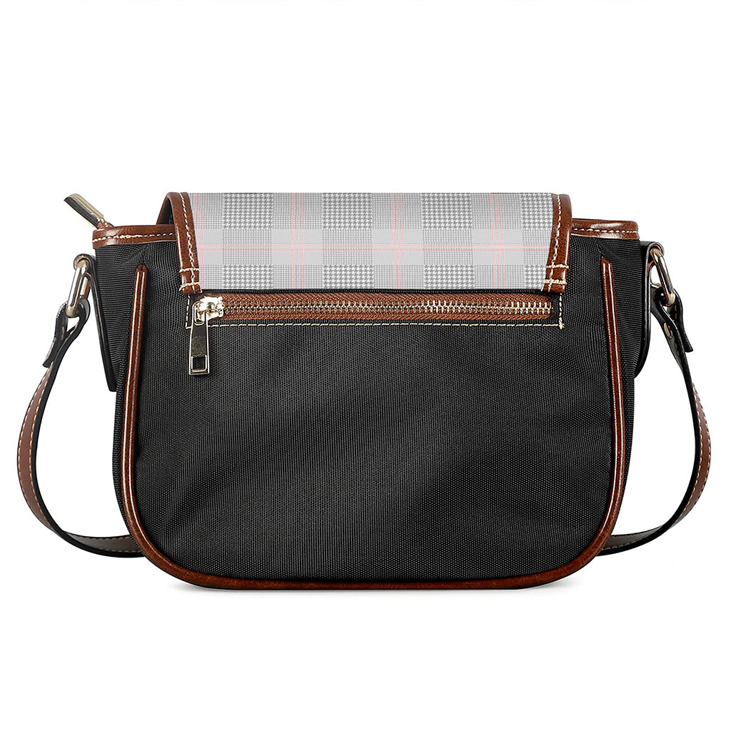 Grey Prince of Wales Check Print Saddle Bag
