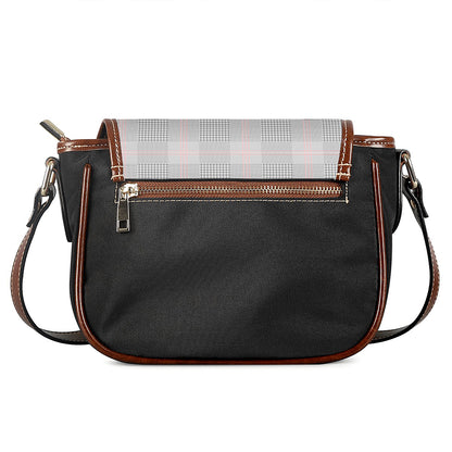 Grey Prince of Wales Check Print Saddle Bag