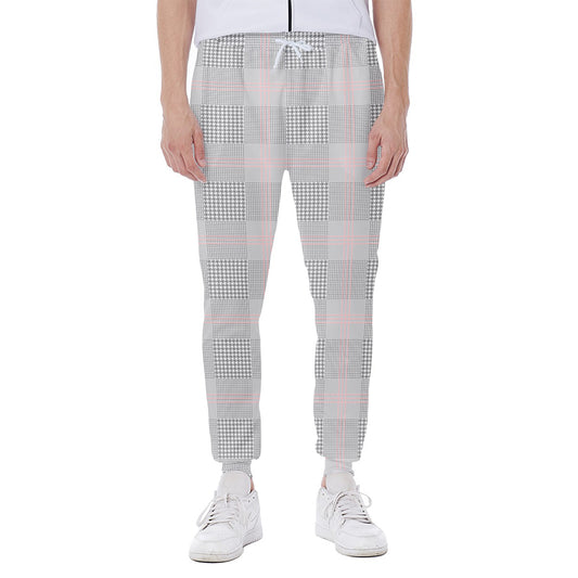 Grey Prince of Wales Check Print Scuba Joggers