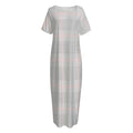 Grey Prince of Wales Check Print Short Sleeve Long Nightdress