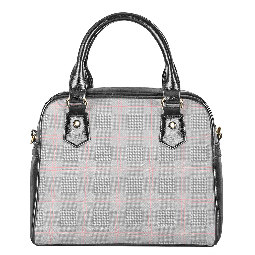 Grey Prince of Wales Check Print Shoulder Handbag