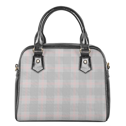 Grey Prince of Wales Check Print Shoulder Handbag