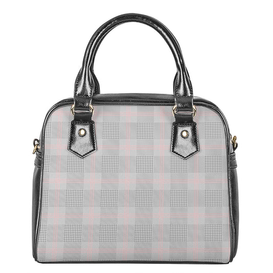 Grey Prince of Wales Check Print Shoulder Handbag