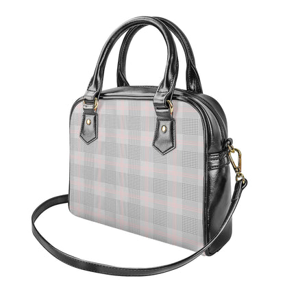 Grey Prince of Wales Check Print Shoulder Handbag