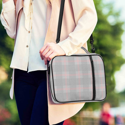 Grey Prince of Wales Check Print Shoulder Strap Bible Bag