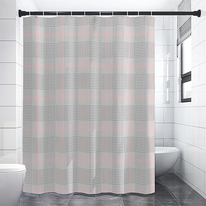 Grey Prince of Wales Check Print Shower Curtain