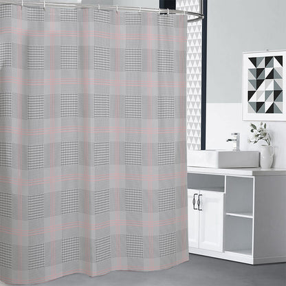 Grey Prince of Wales Check Print Shower Curtain