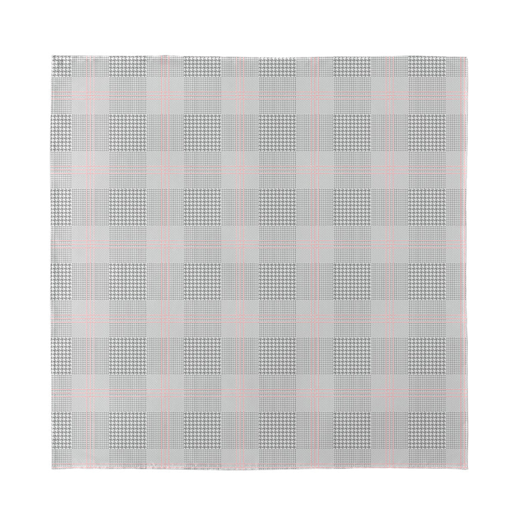 Grey Prince of Wales Check Print Silk Bandana