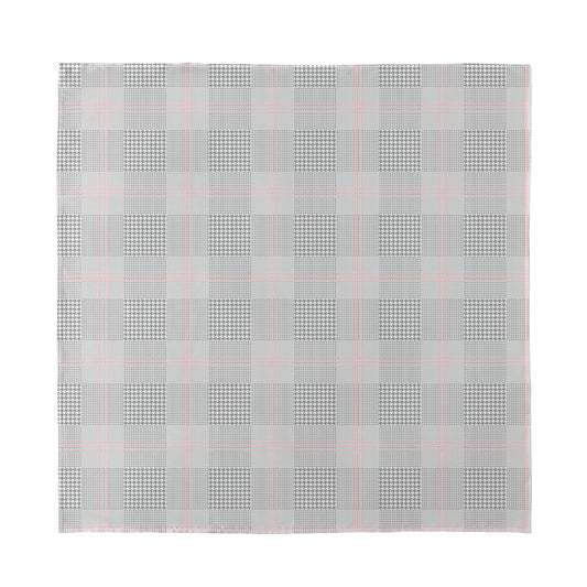 Grey Prince of Wales Check Print Silk Bandana