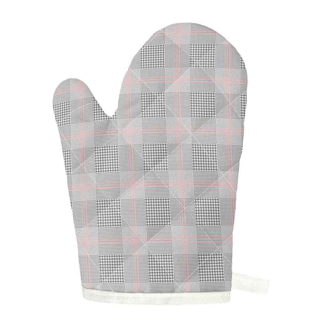 Grey Prince of Wales Check Print Single Oven Mitt