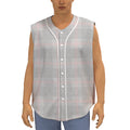 Grey Prince of Wales Check Print Sleeveless Baseball Jersey