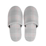 Grey Prince of Wales Check Print Slippers