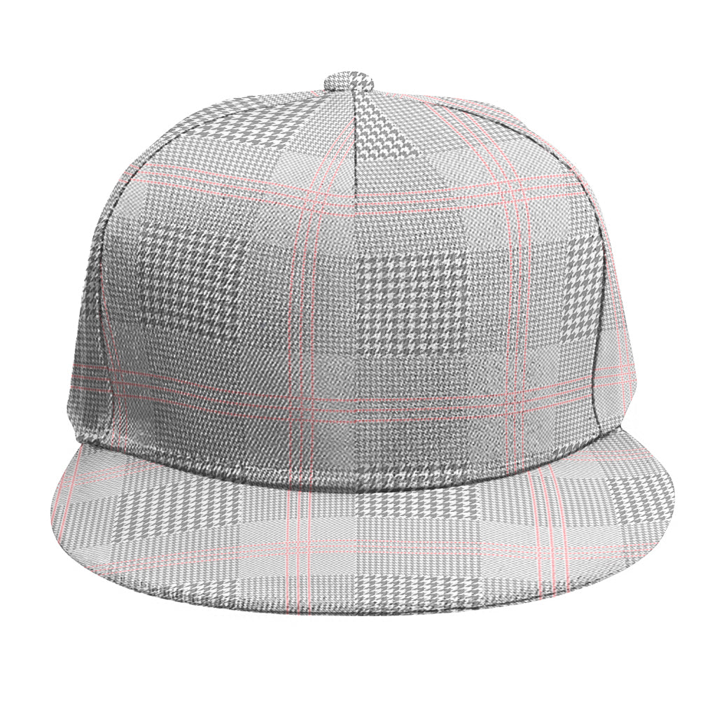 Grey Prince of Wales Check Print Snapback Cap