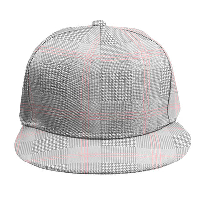 Grey Prince of Wales Check Print Snapback Cap