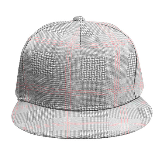 Grey Prince of Wales Check Print Snapback Cap