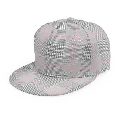 Grey Prince of Wales Check Print Snapback Cap