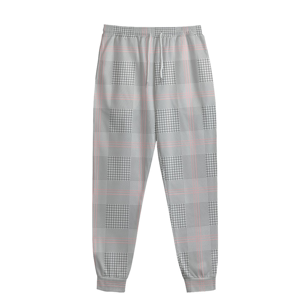 Grey Prince of Wales Check Print Sweatpants