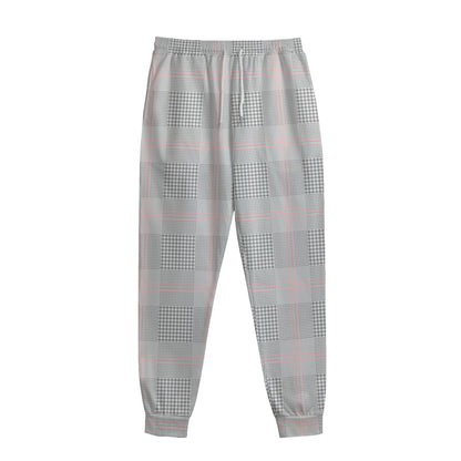 Grey Prince of Wales Check Print Sweatpants
