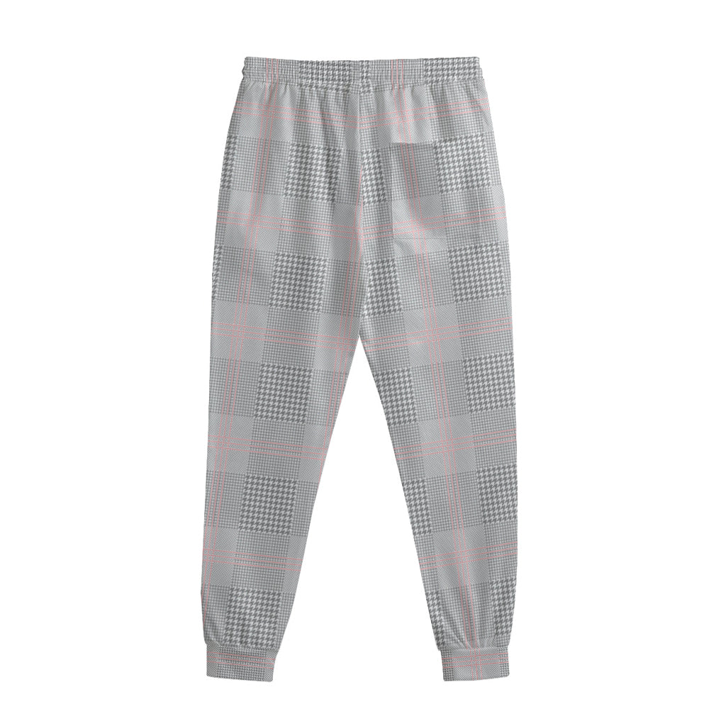 Grey Prince of Wales Check Print Sweatpants