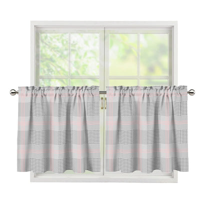 Grey Prince of Wales Check Print Tier Curtains