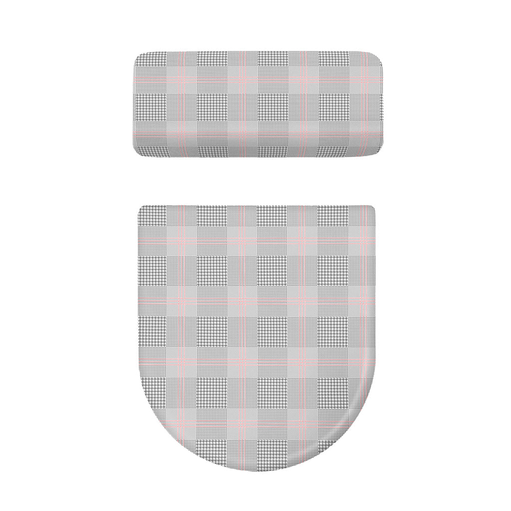Grey Prince of Wales Check Print Toilet Lid And Tank Cover Set
