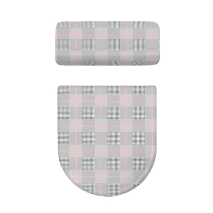 Grey Prince of Wales Check Print Toilet Lid And Tank Cover Set