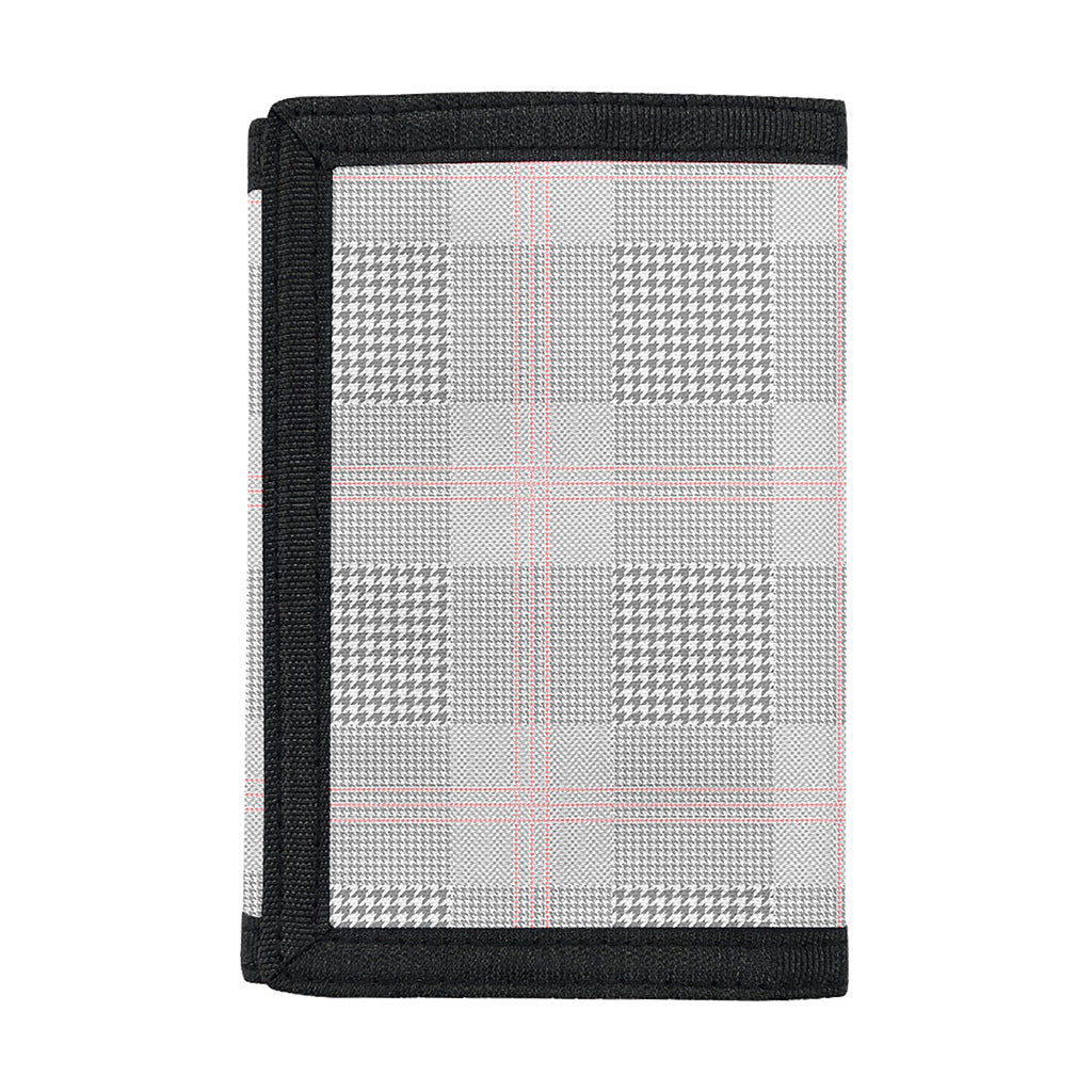 Grey Prince of Wales Check Print Trifold Wallet