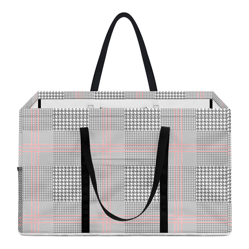 Grey Prince of Wales Check Print Utility Tote Bag