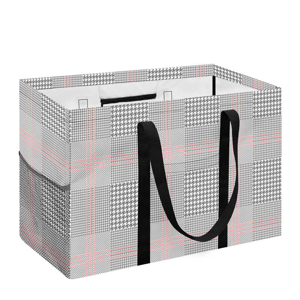 Grey Prince of Wales Check Print Utility Tote Bag