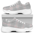 Grey Prince of Wales Check Print White Chunky Shoes