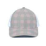 Grey Prince of Wales Check Print White Mesh Trucker Cap