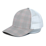 Grey Prince of Wales Check Print White Mesh Trucker Cap