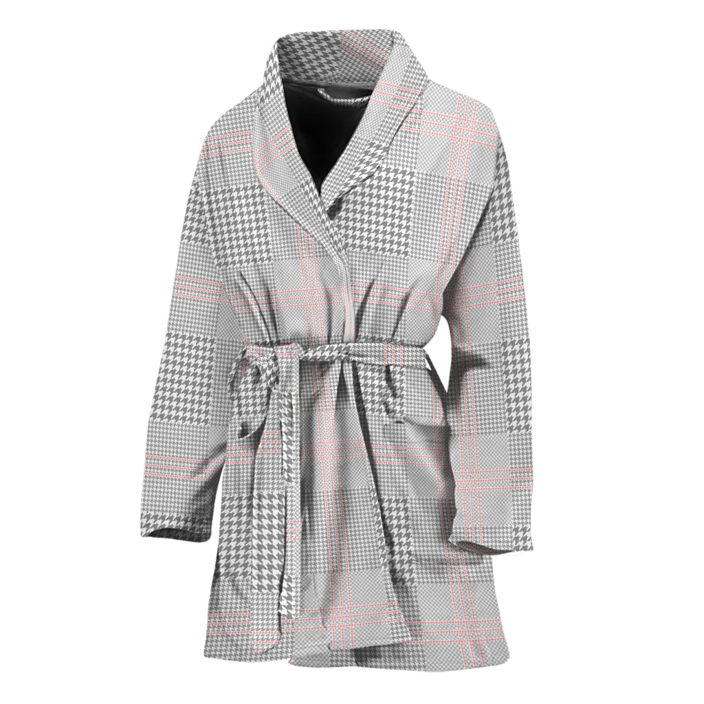 Grey Prince of Wales Check Print Women's Bathrobe