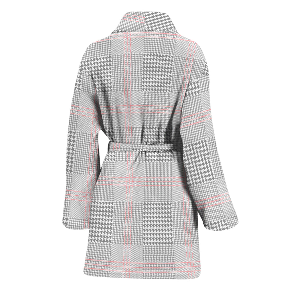 Grey Prince of Wales Check Print Women's Bathrobe