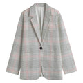 Grey Prince of Wales Check Print Women's Blazer