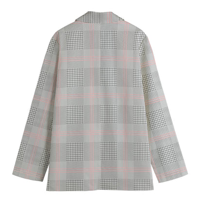 Grey Prince of Wales Check Print Women's Blazer