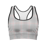 Grey Prince of Wales Check Print Women's Sports Bra
