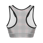 Grey Prince of Wales Check Print Women's Sports Bra
