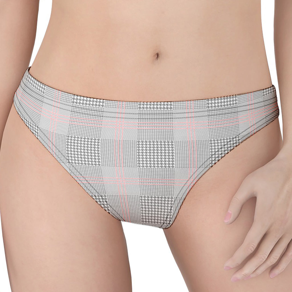 Grey Prince of Wales Check Print Women's Thong