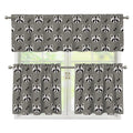 Grey Raccoon Pattern Print 3 Piece Kitchen Curtains