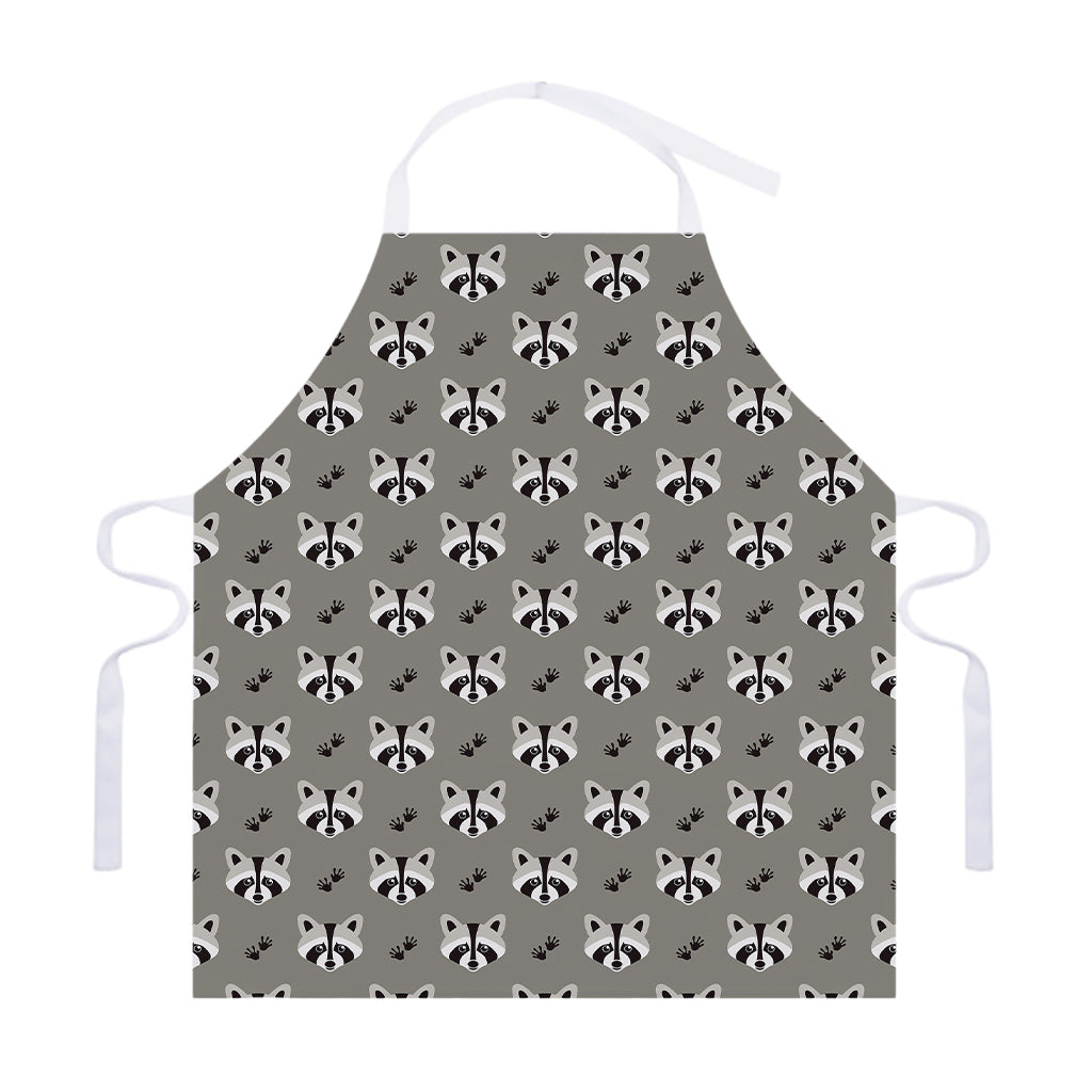 Grey Raccoon Pattern Print Adjustable Apron