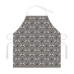 Grey Raccoon Pattern Print Adjustable Apron