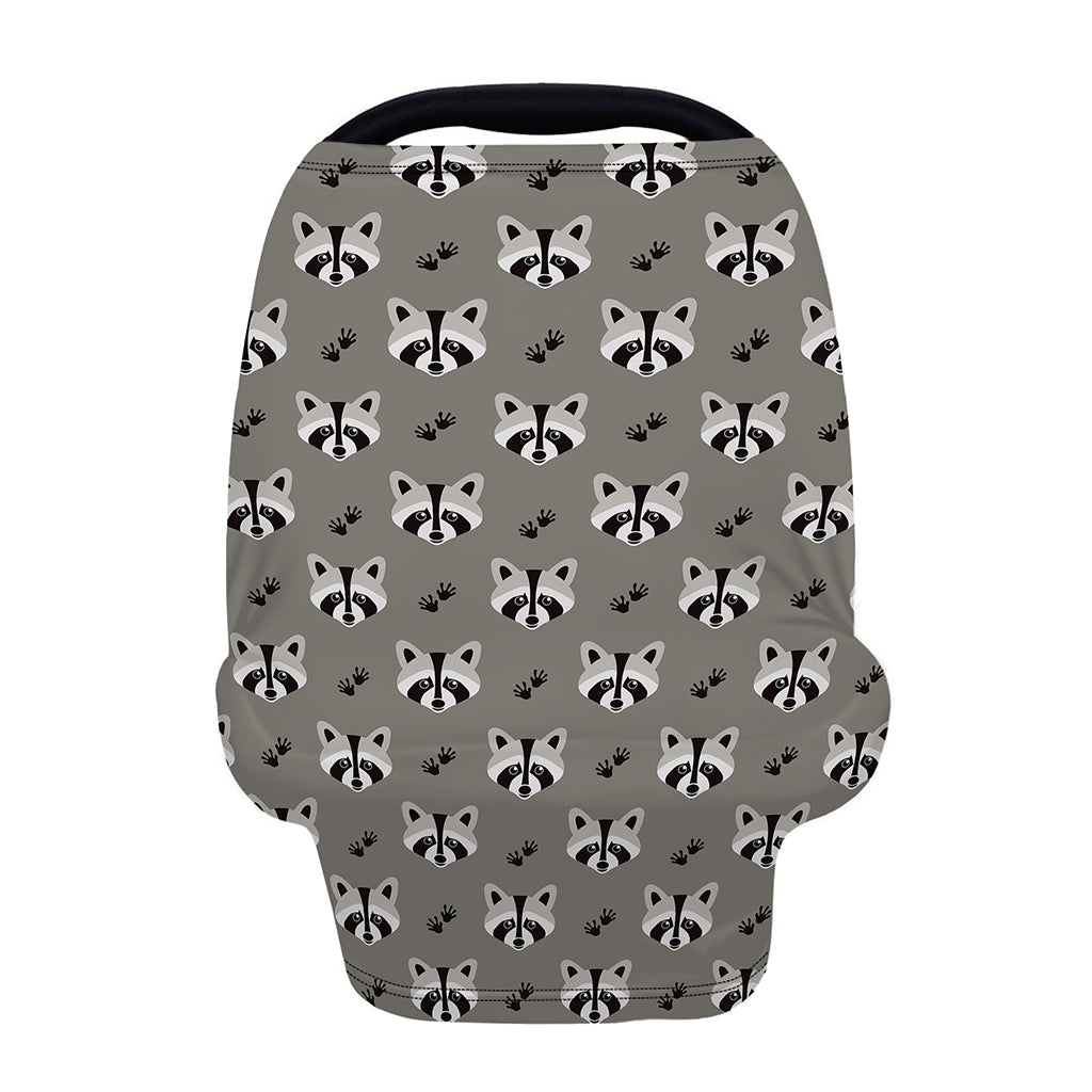 Grey Raccoon Pattern Print Baby Seat Cover