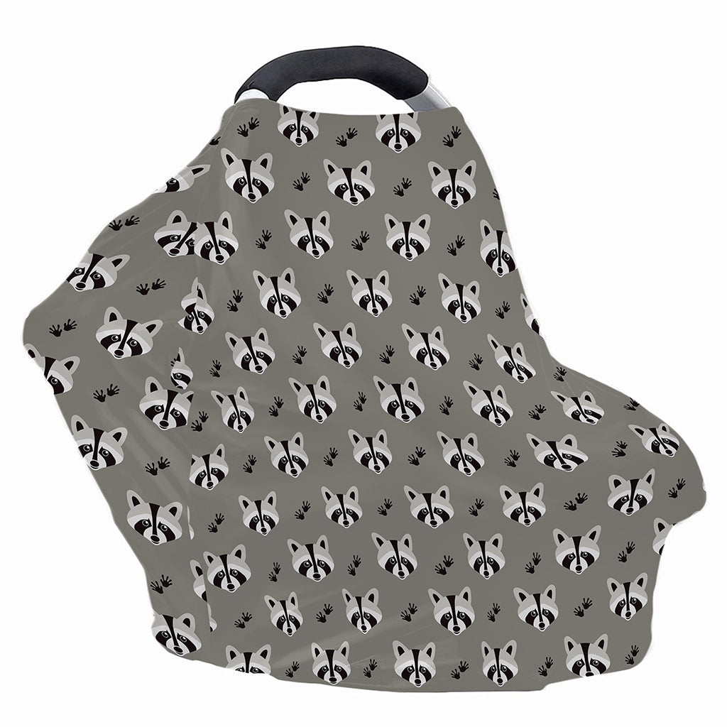 Grey Raccoon Pattern Print Baby Seat Cover