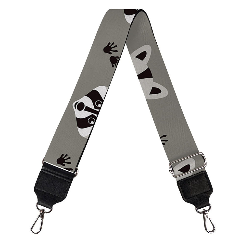 Grey Raccoon Pattern Print Bag Strap