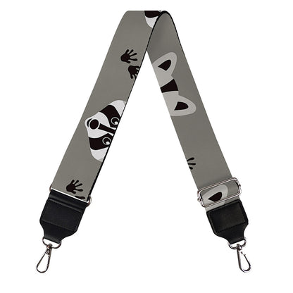 Grey Raccoon Pattern Print Bag Strap